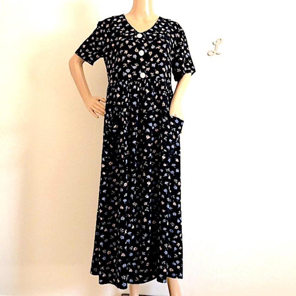 Vintage Empire Waist Floral Print Midi Dress